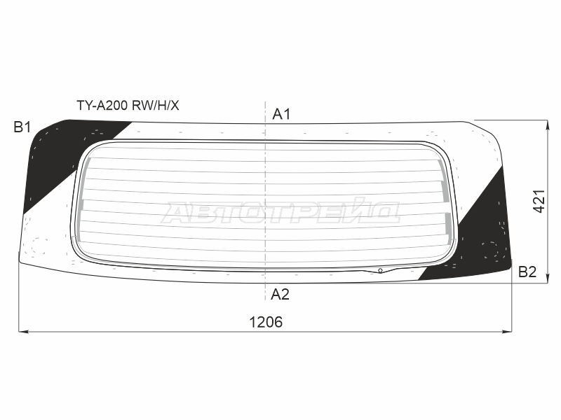 Стекло заднее (Цвет зеленый / Обогрев / Сборка Япония) Daihatsu Rocky 19- / Toyota Raize 19-