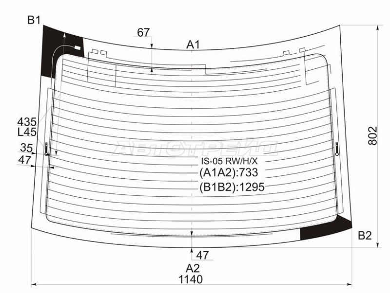Стекло заднее (Цвет зеленый / Обогрев / Антенна / 4D SED) Lexus IS 05-16 / IS F 07-14