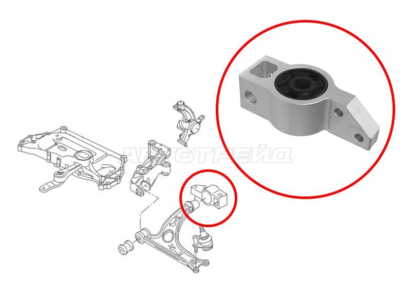 Сайлентблок рычага Audi A3 03-13 / Volkswagen Golf 03-09 (Сзади / Справа)