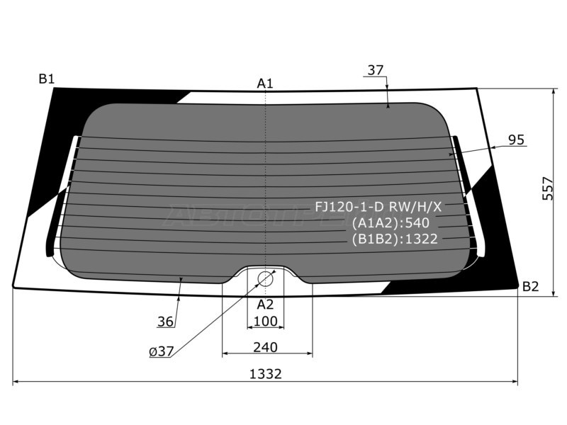 Стекло заднее (Затемненное / Обогрев) Toyota Land Cruiser Prado (J120) 02-09 / Lexus GX 02-09