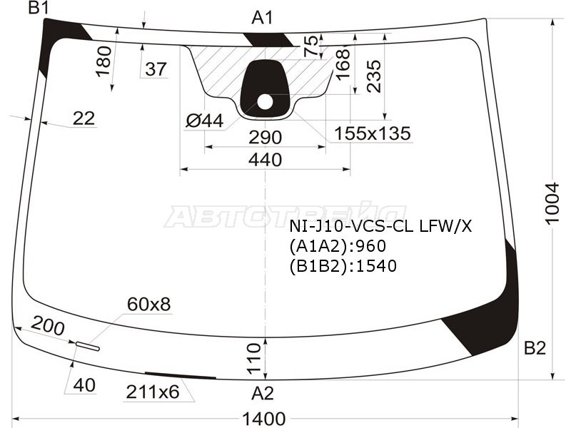 Стекло лобовое (Датчик дождя) Nissan Qashqai 06-13 / Dualis 07-14