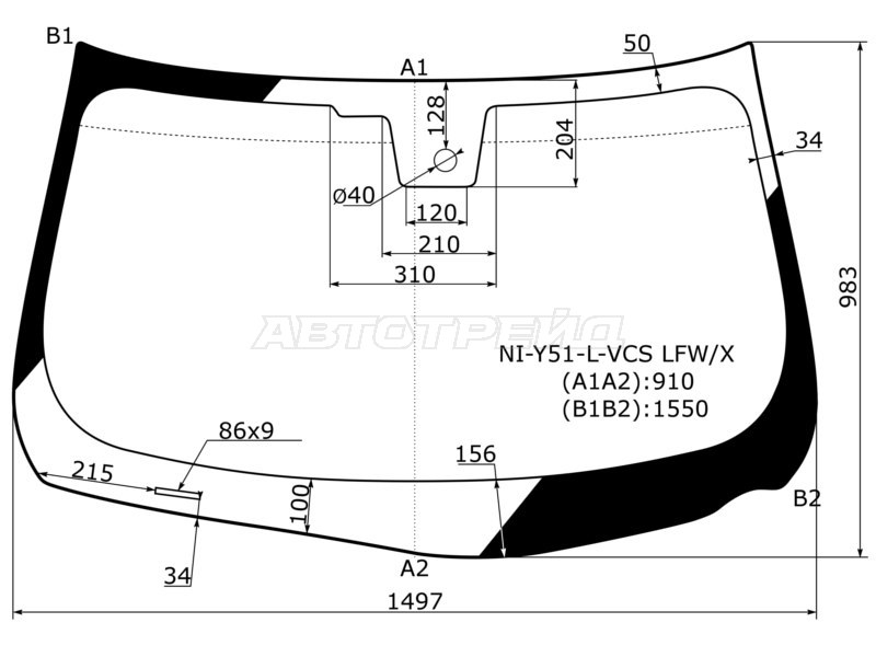 Стекло лобовое (Датчик дождя) Infiniti M25 10-14 / M35 10-13