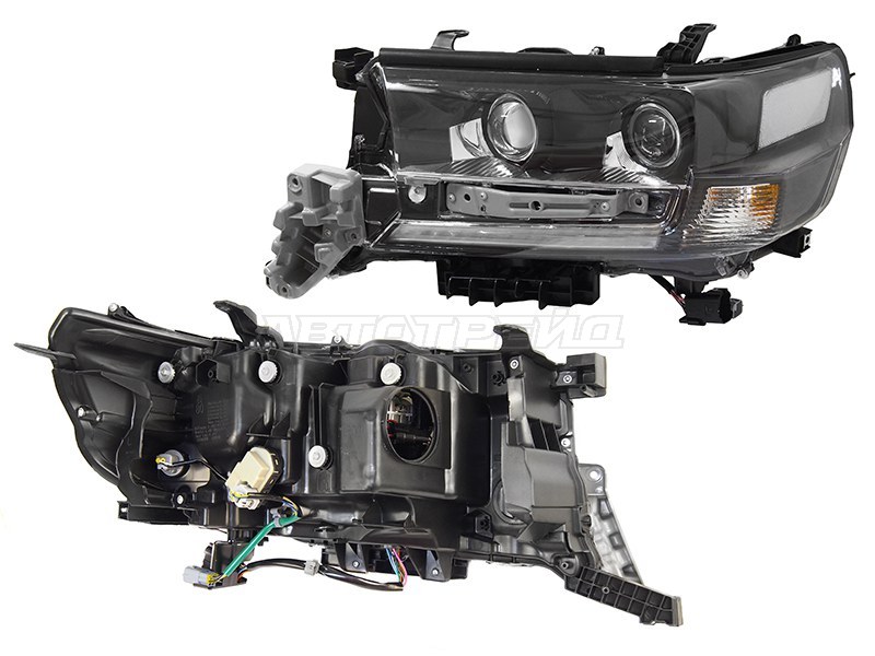 Фара Toyota Land Cruiser (J200) 15-21 (Слева / LED / ДХО / С электрокорректором / чёрная)