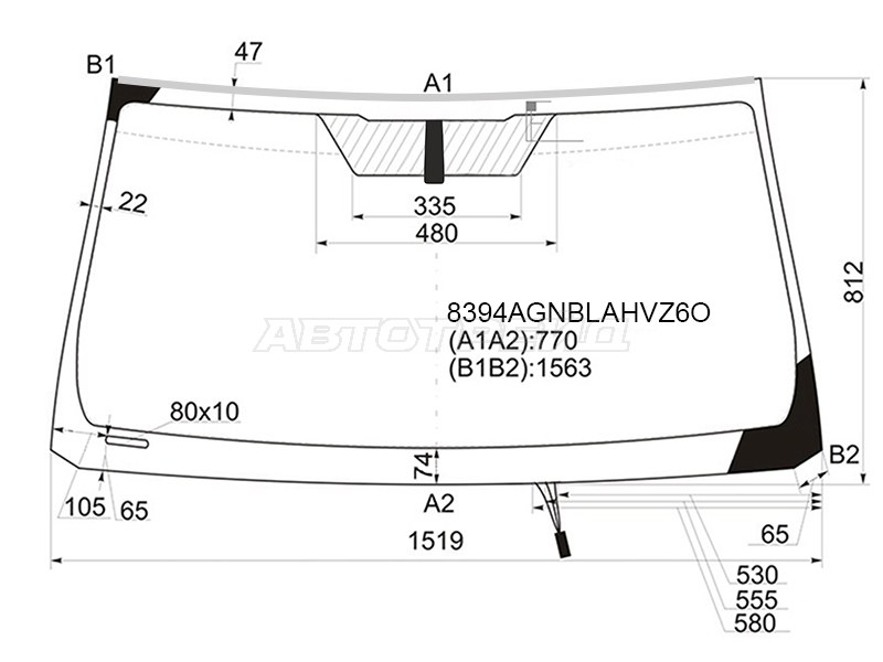 Стекло лобовое (Обогрев щеток / Антенна / Молдинг) Toyota Land Cruiser Prado (J150) 17-24