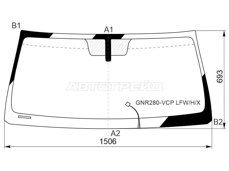 Стекло лобовое (Обогрев щеток) Toyota 4Runner 09-24