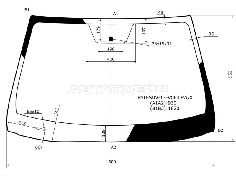 Стекло лобовое Hyundai Santa Fe 12-19 / Grand Santa Fe 13-18