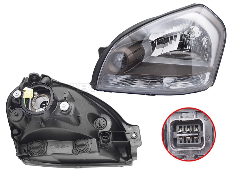 Фара Hyundai Tucson 04-09 (Слева / Галоген / Ручная регулировка)