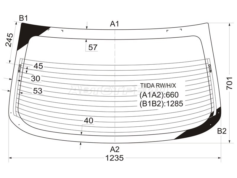 Стекло заднее (Цвет зеленый / Обогрев / 4D SED) Nissan Tiida 04-14 / Tiida Latio 04-12