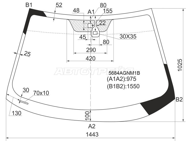 Стекло лобовое (Датчик дождя) Mitsubishi Lancer 07-17 / Lancer Evolution 07-17