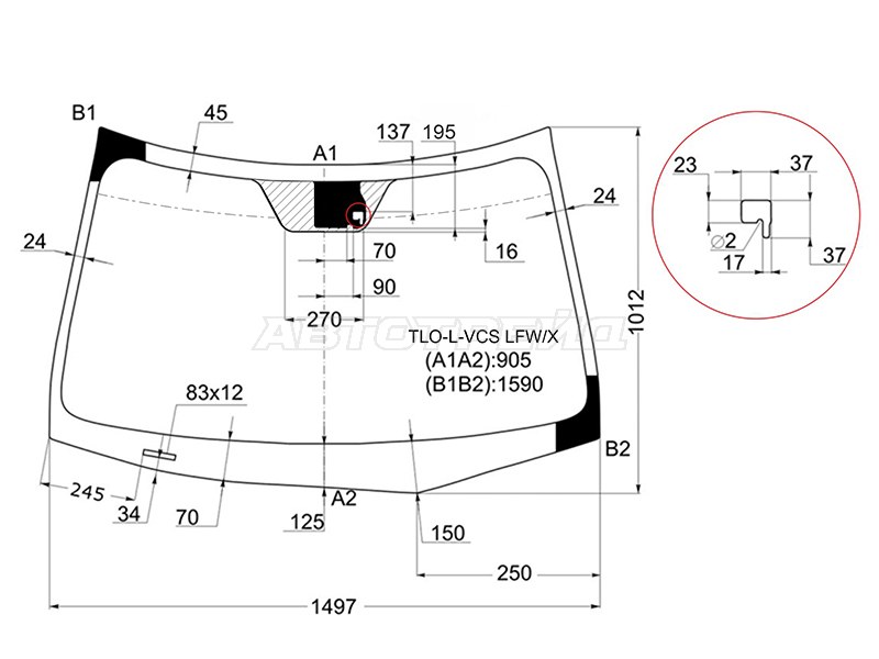 Стекло лобовое (Датчик дождя) Honda Accord 08-11 / Acura TSX 08-14