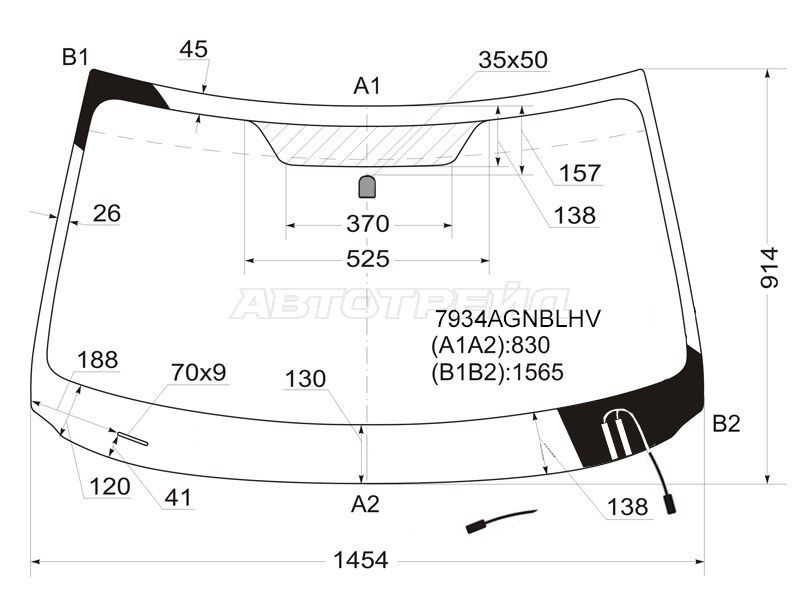 Стекло лобовое (Обогрев щеток) Subaru Forester 07-13