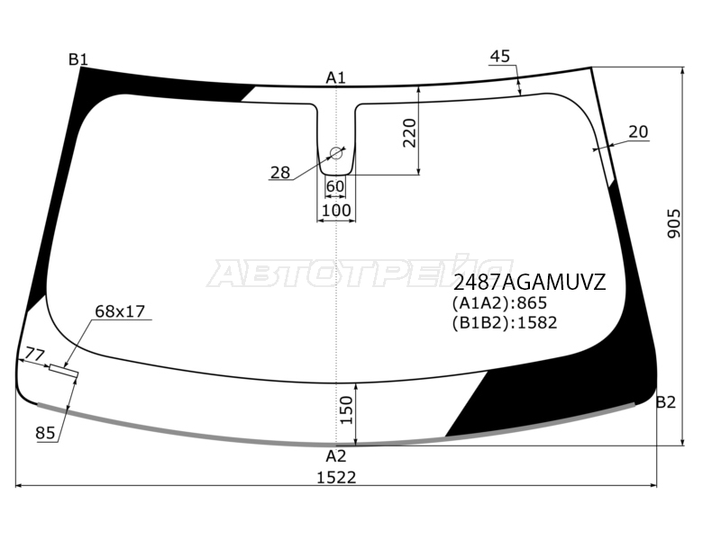 Стекло лобовое (Датчик дождя / Проекция / Молдинг) BMW X3 17-24