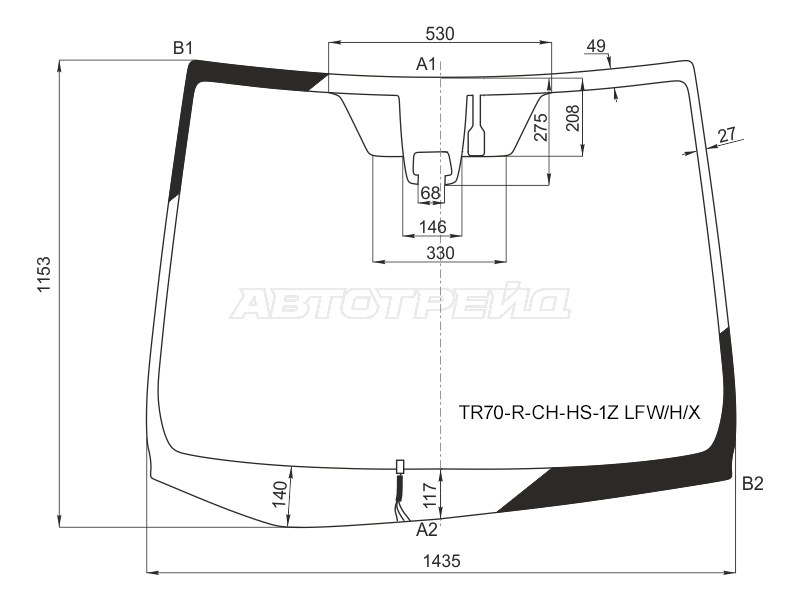 Стекло лобовое (Обогрев щеток / Камера) Toyota Noah 14-17 / Voxy 14-17