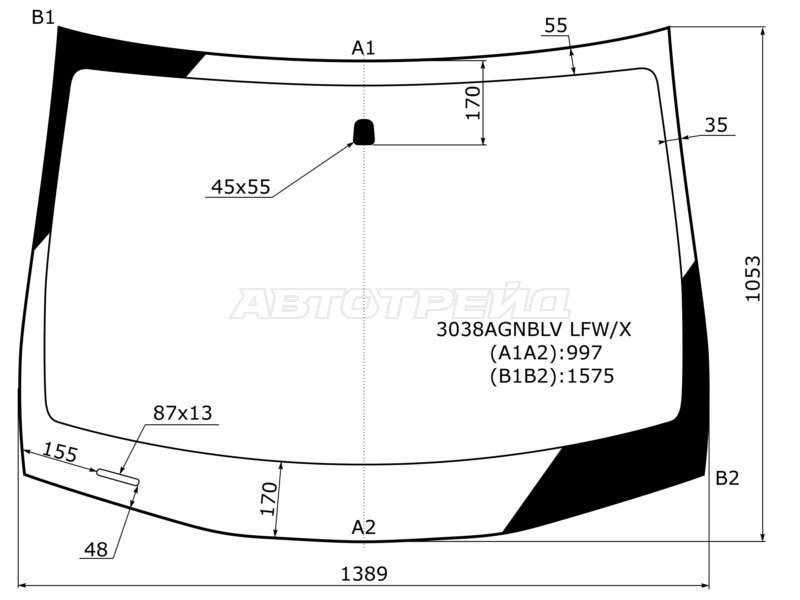 Стекло лобовое Chevrolet Cobalt 13- / Ravon R4 16-20