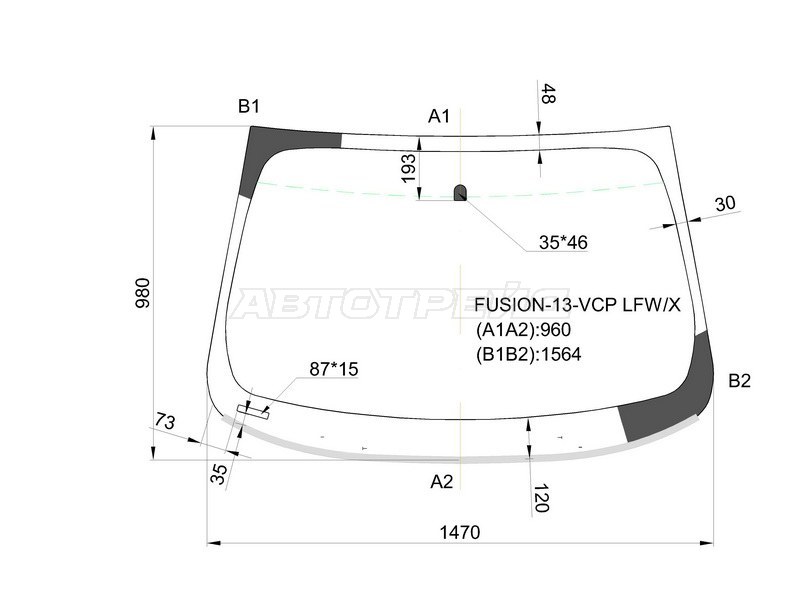 Стекло лобовое (Молдинг / 4D SED) Ford Fusion 12-20 / Mondeo 14-19