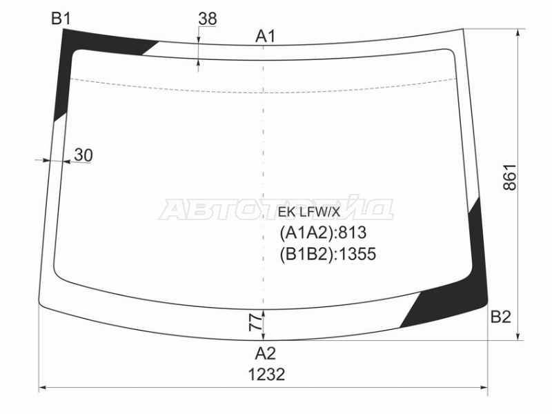 Стекло лобовое Mitsubishi eK Active 04-06 / eK Sport 02-06
