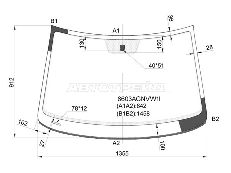 Стекло лобовое (Молдинг) Volkswagen Polo 09-15