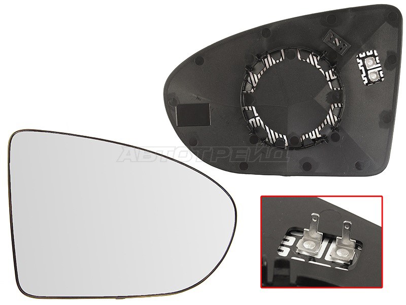 Полотно зеркала Nissan Qashqai 06-13 / Qashqai+2 08-14 (Справа / Обогрев / сферическое)