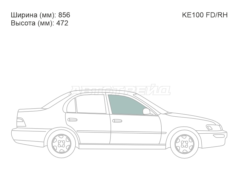 Стекло боковое опускное (Спереди / Справа / Цвет зеленый) Toyota Corolla (E100) 91-02 / Corolla FX 92-95