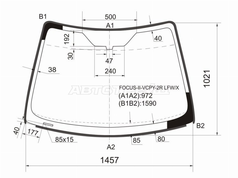 Стекло лобовое (Молдинг) Ford Focus 04-11 / Focus RS 09-11