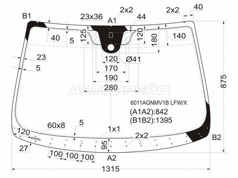 Стекло лобовое (Датчик дождя) Nissan March 02-10 / Micra 03-10