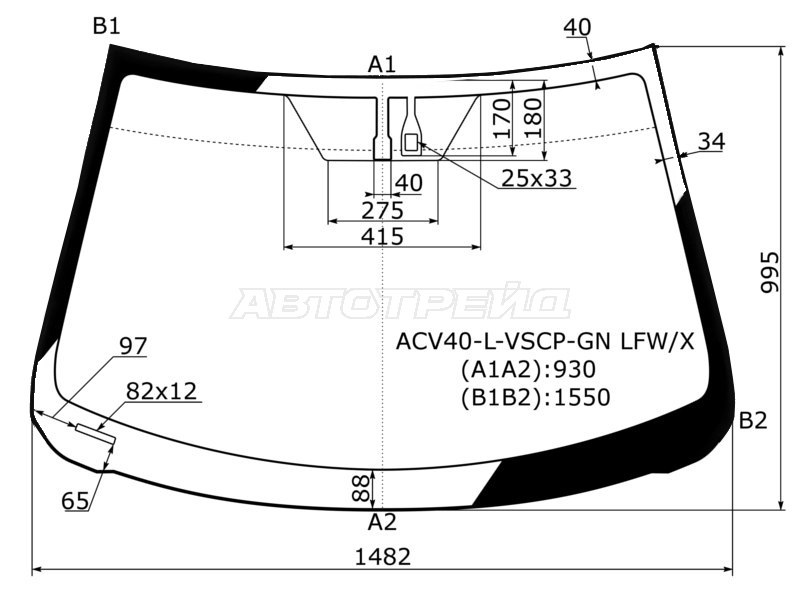 Стекло лобовое (Датчик дождя) Toyota Camry (XV40) 06-11 / Aurion 06-12