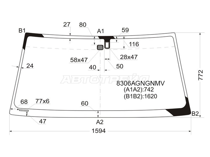 Стекло лобовое (Датчик дождя) Toyota Land Cruiser (J100) 98-07 / Lexus LX 98-07