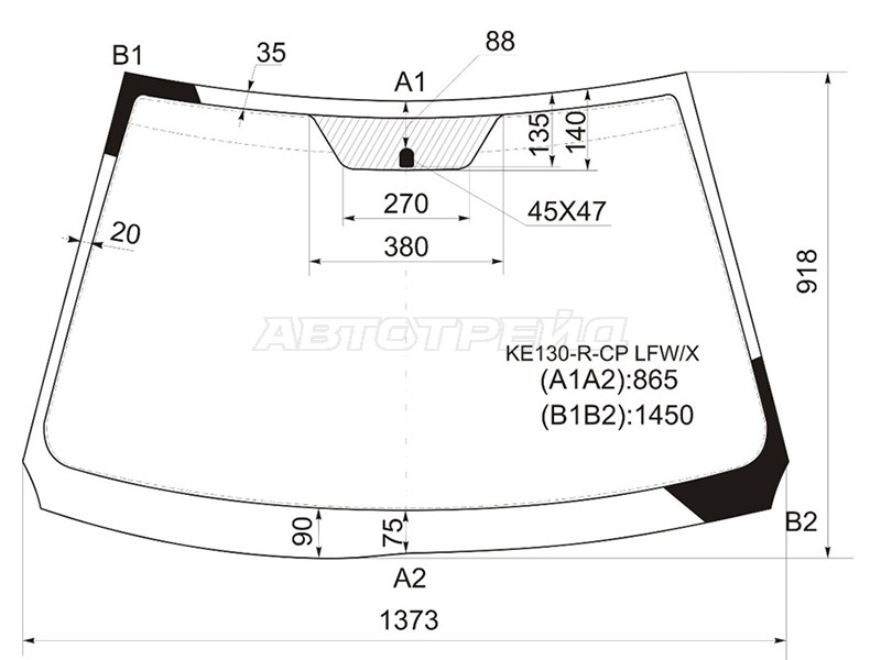 Стекло лобовое Toyota Corolla Fielder (E140) 06-12 / Corolla Axio (E140) 06-12