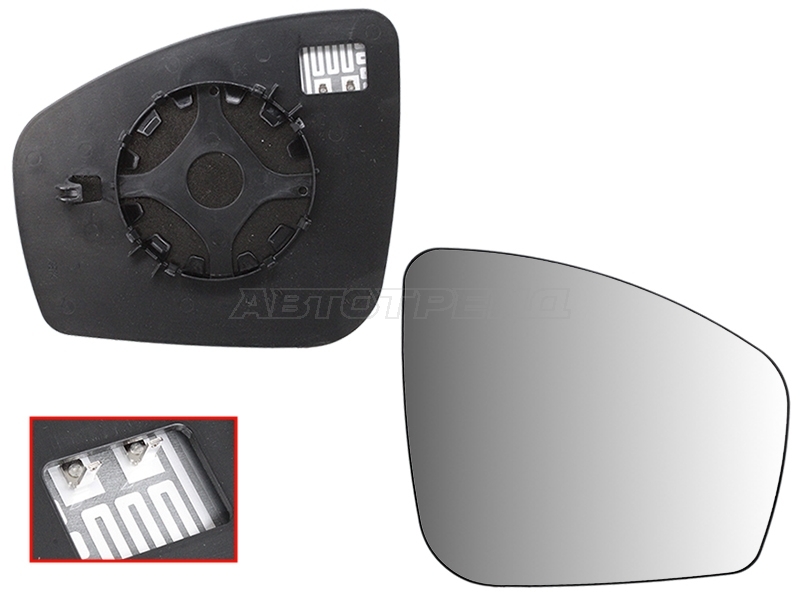 Полотно зеркала Nissan Almera 12-19 (Справа / Обогрев)