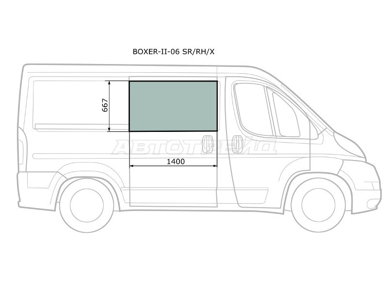 Стекло кузова боковое (не опускное) (Справа / Цвет зеленый) Peugeot Boxer 06- / Citroen Jumper 06-