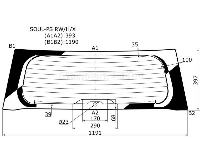 Стекло заднее (Цвет зеленый / Обогрев / 5D HBK) Kia Soul 13-19