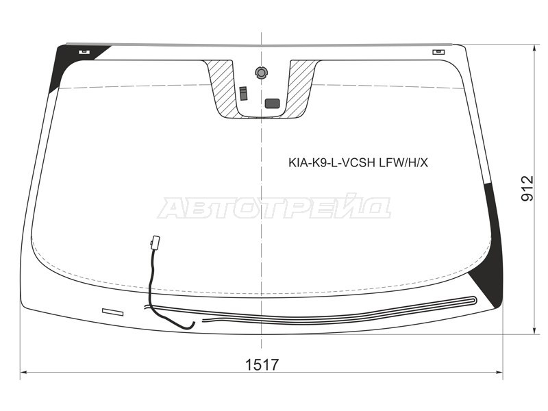 Стекло лобовое (Обогрев щеток / Датчик дождя) Kia K9 12-18 / Quoris 13-19