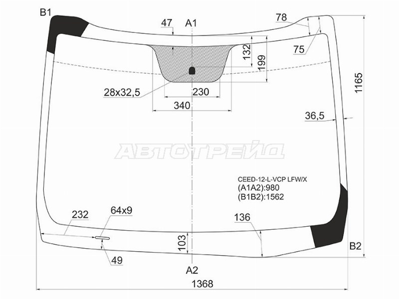 Стекло лобовое Kia Ceed 12-18