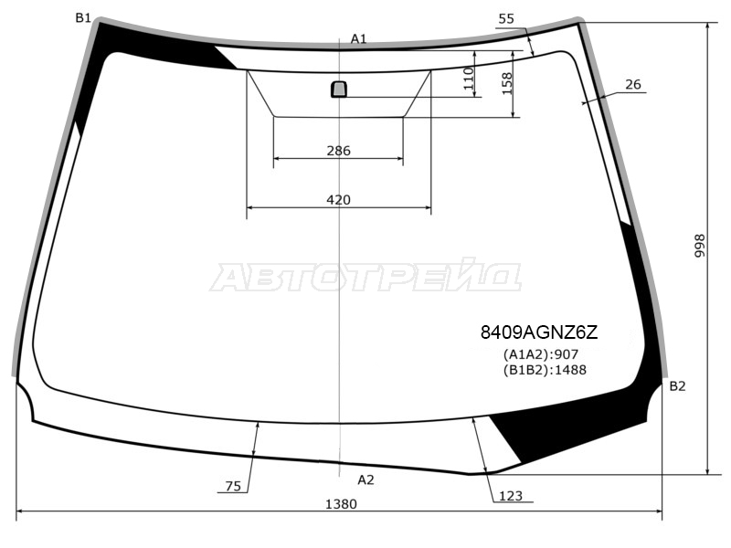 Стекло лобовое (Молдинг) Toyota Corolla (E180) 12-19 / Auris 12-18