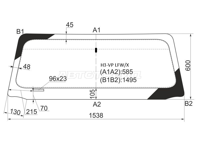 Стекло лобовое HUMMER H3 05-10