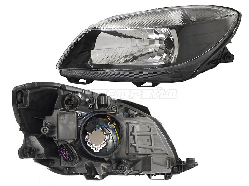 Фара Skoda Fabia 10-15 / Roomster 06-15 (Слева / Галоген / С электрокорректором / Чёрная)