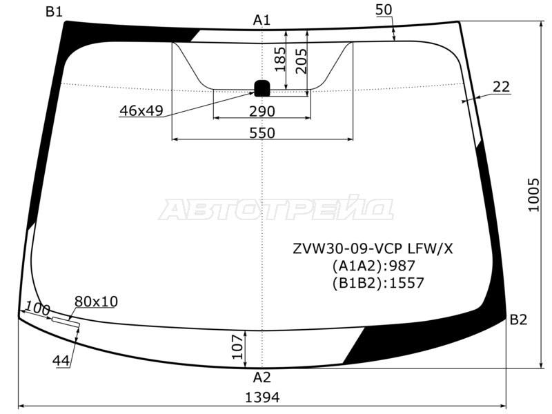 Стекло лобовое Toyota Prius (ZVW30) 09-16 / Prius PHV 12-16
