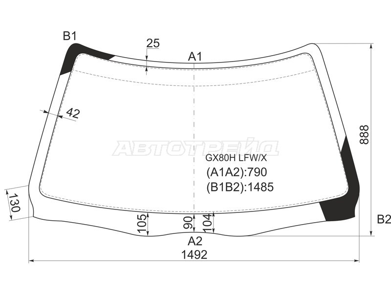 Стекло лобовое (Хардтоп) Toyota Mark II (X80) 88-96 / Chaser (X80) 88-92