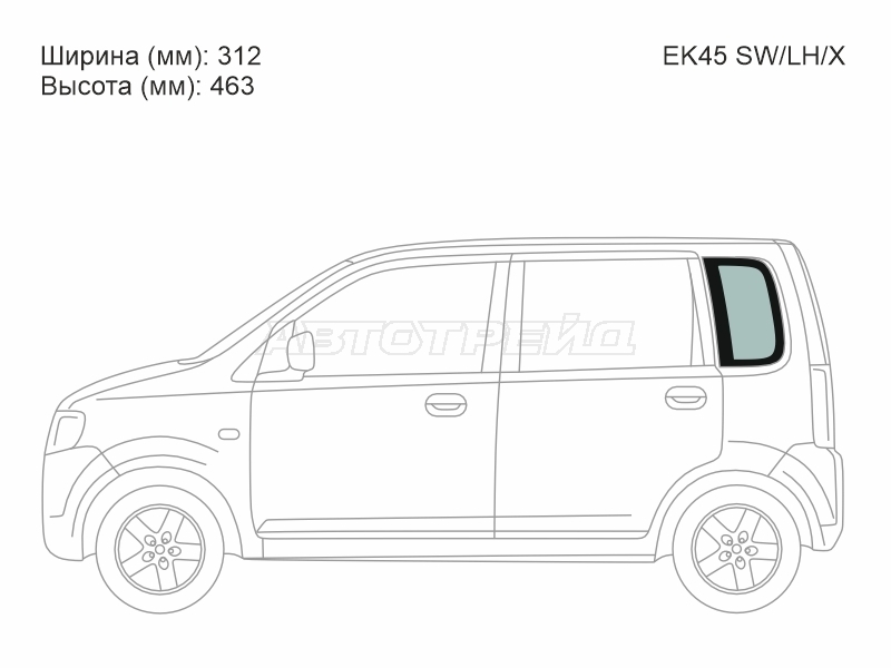 Стекло кузова боковое (не опускное) (Слева / Цвет зеленый) Mitsubishi eK Active 04-06 / eK Sport 02-06