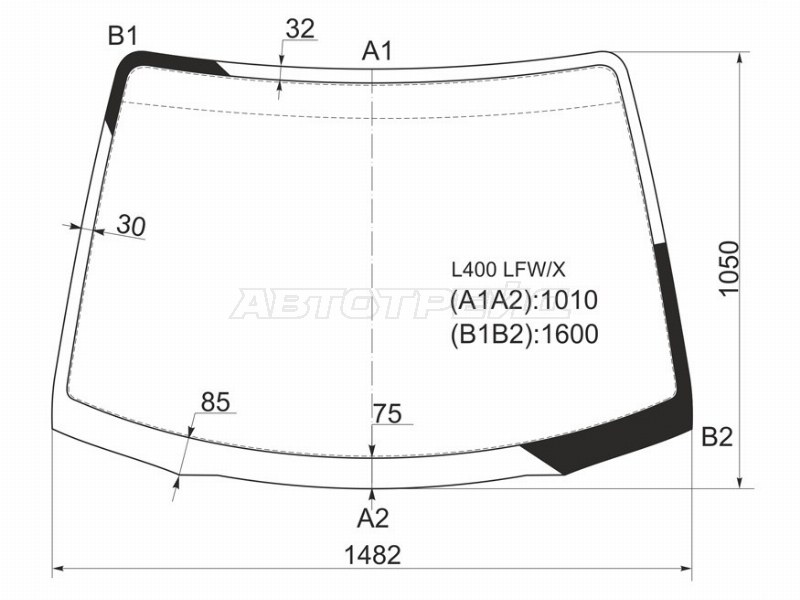 Стекло лобовое Mitsubishi Delica 94-07 / L400 94-06
