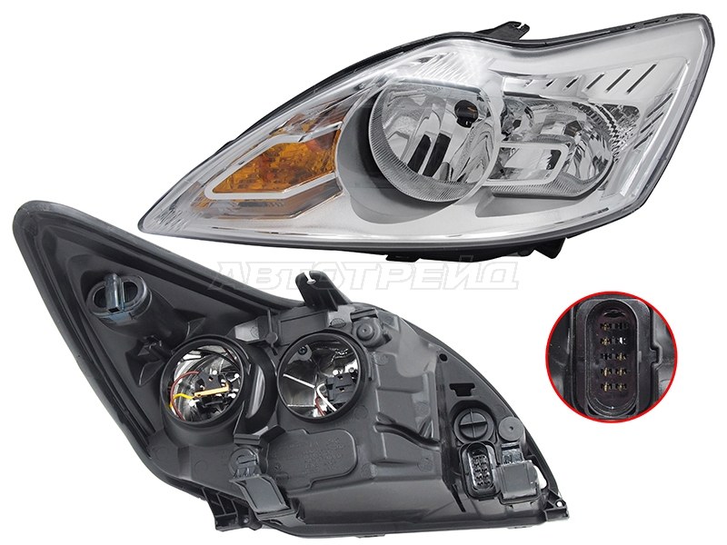 Фара Ford Focus 07-11 (Слева / Галоген / Ручная регулировка)
