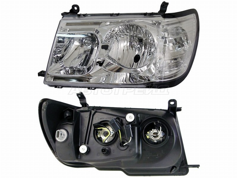Фара Toyota Land Cruiser (J100) 98-02 (Слева / Галоген / Ручная регулировка / Цельная)