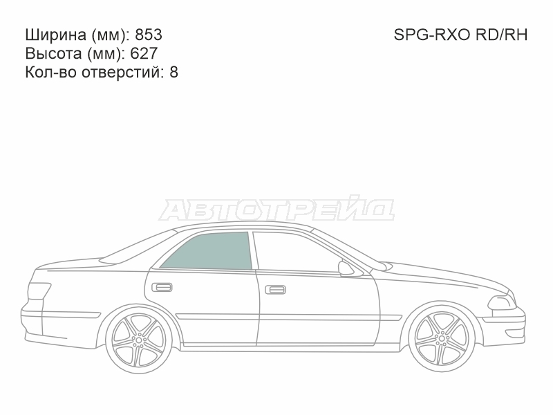 Стекло боковое опускное (Сзади / Справа / Цвет зеленый) Toyota Mark II (X100) 96-00
