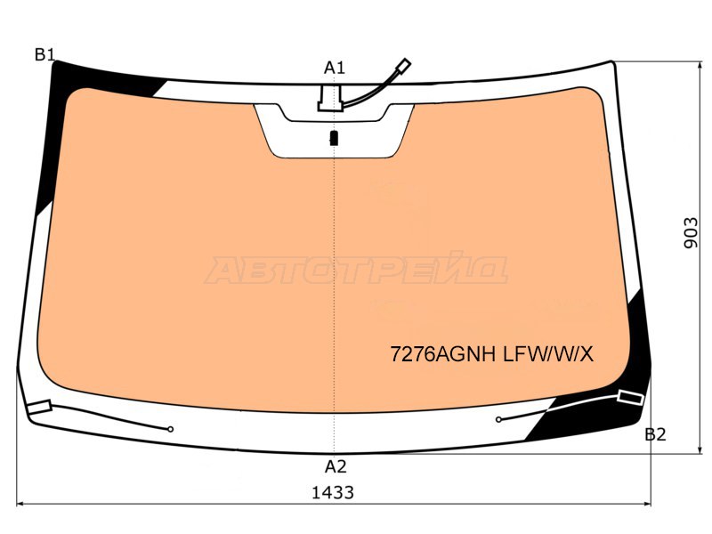 Стекло лобовое (Обогрев полный) Nissan Terrano 14-22 / Renault Duster 10-21
