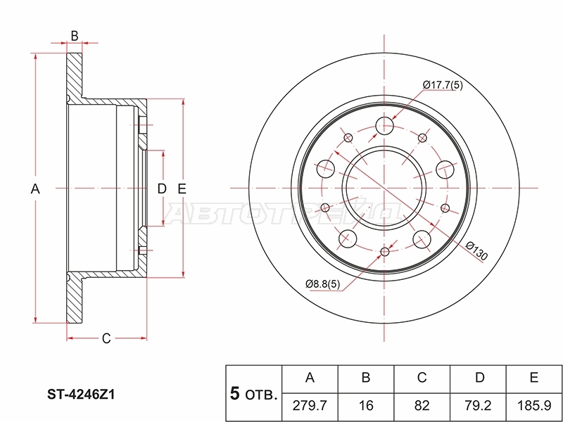 Диск тормозной (Зад) Peugeot Boxer 06-14 / Citroen Jumper 94-14