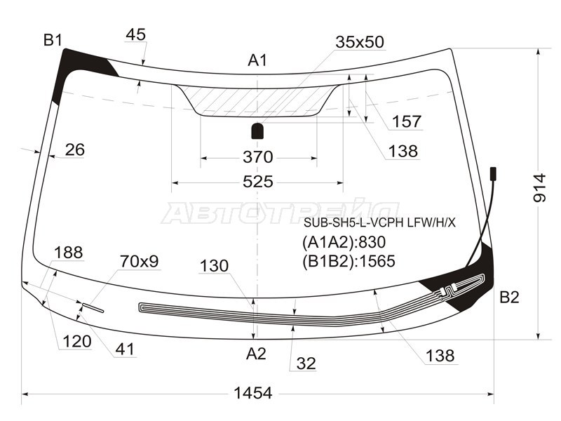 Стекло лобовое (Обогрев щеток) Subaru Forester 07-13
