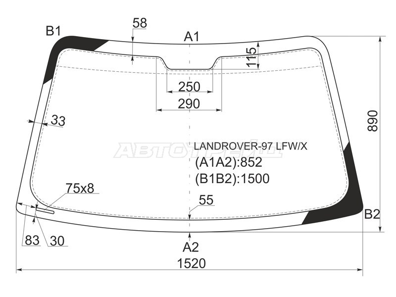 Стекло лобовое Land Rover Freelander 97-06