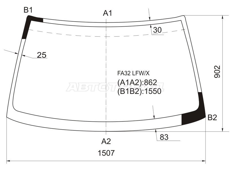 Стекло лобовое (4D SED / 5D WGN) Infiniti I30 95-99 / Nissan Cefiro 94-00