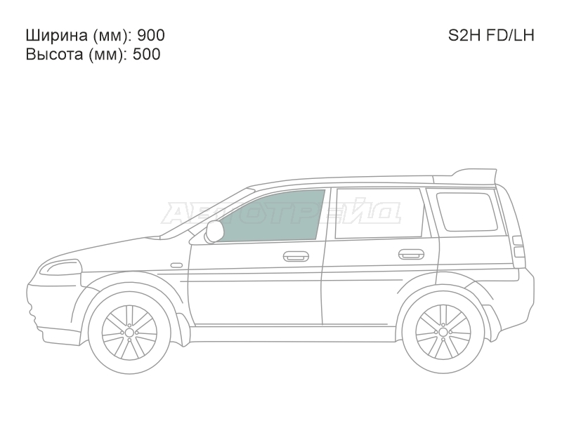 Стекло боковое опускное (Спереди / Слева / Цвет зеленый) Honda HR-V 98-07