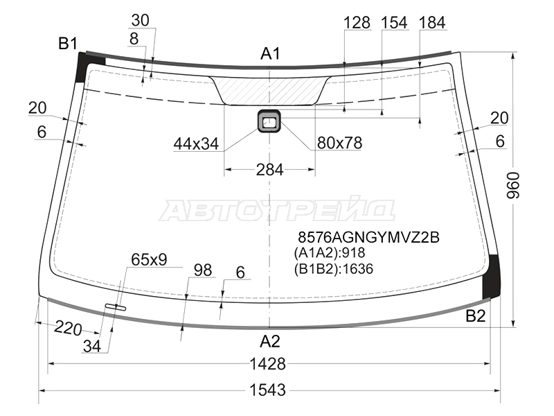 Стекло лобовое (Датчик дождя / Молдинг) Volkswagen Touareg 02-10 / Porsche Cayenne 02-10